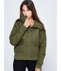 Lapel Neck Ribbed Patchwork Pufff Coat