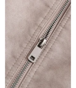 Stand Collar PU Leather Moto Jacket With Belt -Women Clothing Sales Store 210115881 7