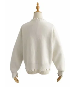 Fringe Trim Pearls Beaded Knitted Cardigan -Women Clothing Sales Store 210119099 3