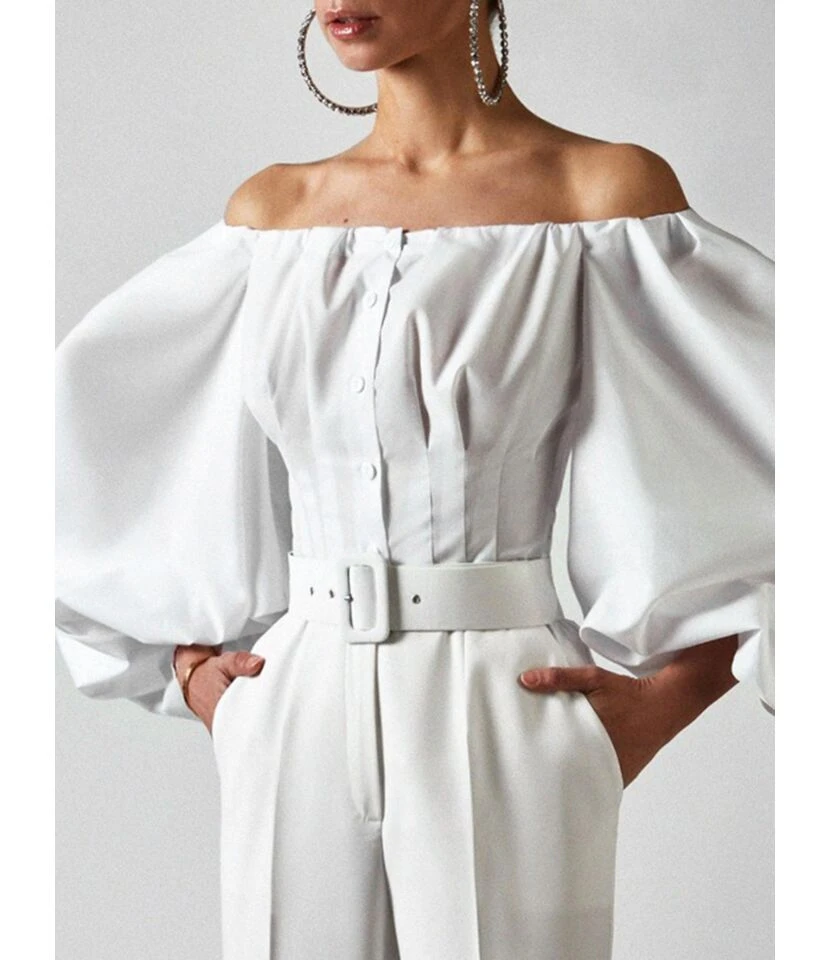 Puff Sleeve Off Shoulder Pleated Blouse 1 Puff Sleeve Off Shoulder Pleated Blouse