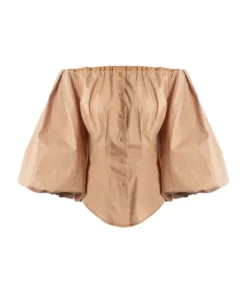 Puff Sleeve Off Shoulder Pleated Blouse 19 Puff Sleeve Off Shoulder Pleated Blouse -Women Clothing Sales Store 210130274 2