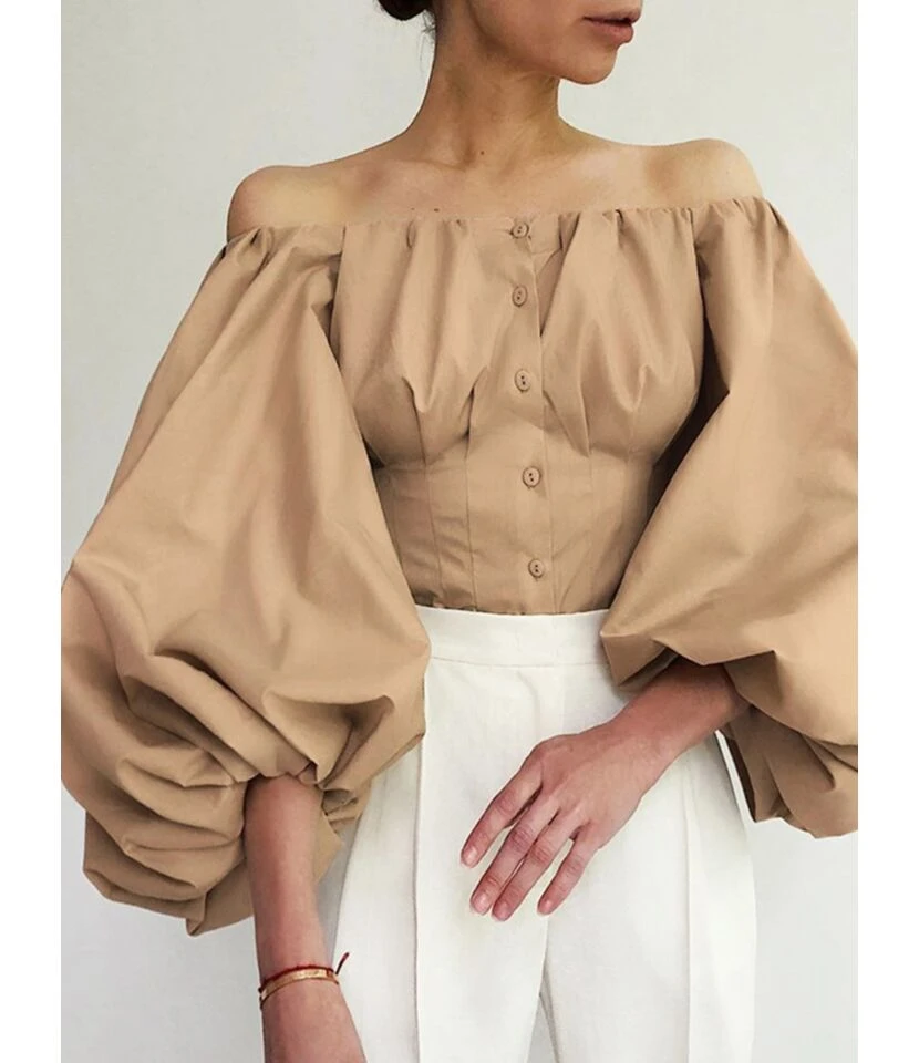 Puff Sleeve Off Shoulder Pleated Blouse 5 Puff Sleeve Off Shoulder Pleated Blouse - Image 5