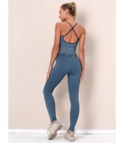 2 Pieces Crisscross Back Tank Top Matching Ripped Leggings Yoga Set -Women Clothing Sales Store 210223522 7