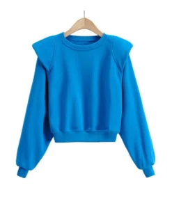 Solid Shoulder Padded Basic Sweatshirt -Women Clothing Sales Store 210301161 2 1