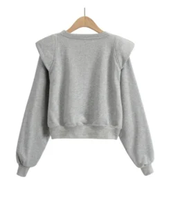Solid Shoulder Padded Basic Sweatshirt -Women Clothing Sales Store 210301161 7