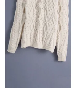 Pom-pom Trim Cold Shoulder Cutout Knit Sweater -Women Clothing Sales Store 210309294 2