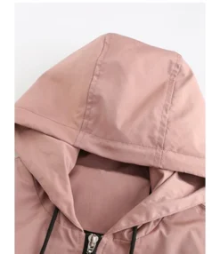 Contrast Zipper Hooded Windbreaker Jacket -Women Clothing Sales Store 210408377 3