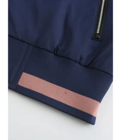 Contrast Zipper Hooded Windbreaker Jacket -Women Clothing Sales Store 210408377 4