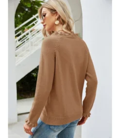 Pleats Button Decor Knitted Blouse Sweater 210710038 -Women Clothing Sales Store 210710038 5