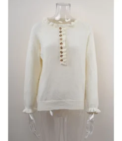 Pleats Button Decor Knitted Blouse Sweater 210710038 -Women Clothing Sales Store 210710038 7