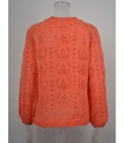 Long Sleeve V-Neck Crochet Cardigan Button Loose Sweater 210710290 -Women Clothing Sales Store 210710290 7