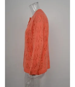 Long Sleeve V-Neck Crochet Cardigan Button Loose Sweater 210710290 -Women Clothing Sales Store 210710290 8