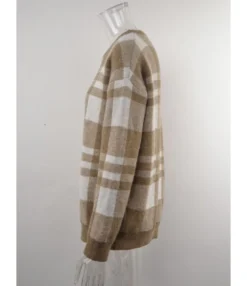 Crew Neck Plaid Pattern Knitted Sweater 210710404 -Women Clothing Sales Store 210710404 6