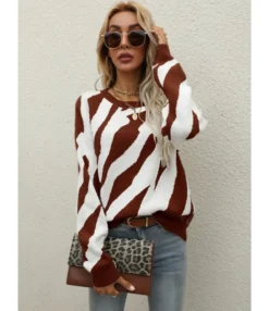 Lebra Pattern Jersey Blouse Sweater 210710426 -Women Clothing Sales Store 210710426 1