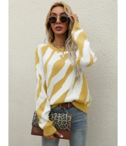 Lebra Pattern Jersey Blouse Sweater 210710426 -Women Clothing Sales Store 210710426 5