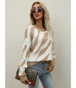 Lebra Pattern Jersey Blouse Sweater 210710426 -Women Clothing Sales Store 210710426 7