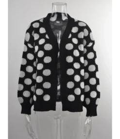 V-neck Long Sleeve Dots Knitted Cardigan Sweater 210710444 -Women Clothing Sales Store 210710444 5