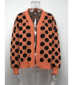 V-neck Long Sleeve Dots Knitted Cardigan Sweater 210710444 -Women Clothing Sales Store 210710444 6