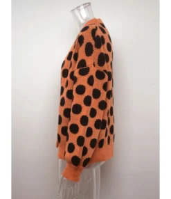 V-neck Long Sleeve Dots Knitted Cardigan Sweater 210710444 -Women Clothing Sales Store 210710444 7