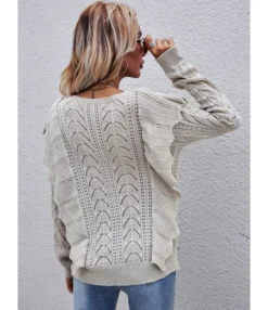 Geometric Fungus Trim Hollow Jersey Sweater 210710517 -Women Clothing Sales Store 210710517 6