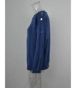 Long Sleeve Crew Neck Button Decor Knit Solid Color Sweater 210710601 -Women Clothing Sales Store 210710601 10