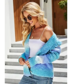 Tie Dye Rainbow Color Knitted Sweater Cardigan 210710607 11 Tie Dye Rainbow Color Knitted Sweater Cardigan 210710607 -Women Clothing Sales Store 210710607 3