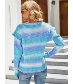 Tie Dye Rainbow Color Knitted Sweater Cardigan 210710607 12 Tie Dye Rainbow Color Knitted Sweater Cardigan 210710607 -Women Clothing Sales Store 210710607 4