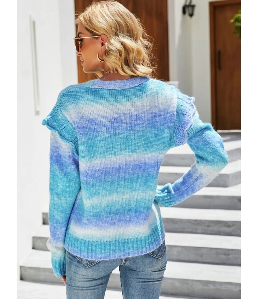 Tie Dye Rainbow Color Knitted Sweater Cardigan 210710607 4 Tie Dye Rainbow Color Knitted Sweater Cardigan 210710607 - Image 4