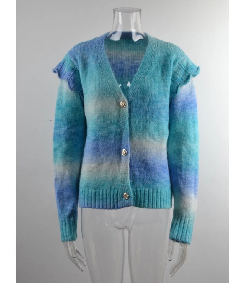 Tie Dye Rainbow Color Knitted Sweater Cardigan 210710607 5 Tie Dye Rainbow Color Knitted Sweater Cardigan 210710607 - Image 5