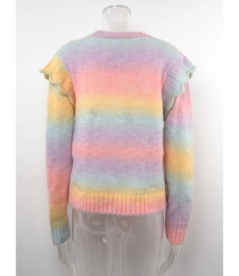 Tie Dye Rainbow Color Knitted Sweater Cardigan 210710607 9 Tie Dye Rainbow Color Knitted Sweater Cardigan 210710607 - Image 9