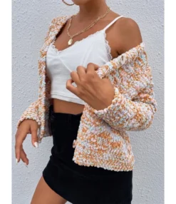 V-neck Long Sleeve Multicolor Short Sweater Cardigan 210710674 10 V-neck Long Sleeve Multicolor Short Sweater Cardigan 210710674 -Women Clothing Sales Store 210710674 2