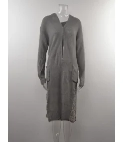 Pockets Detail Jersey Long Hoodie Cardigans 210710675 -Women Clothing Sales Store 210710675 6