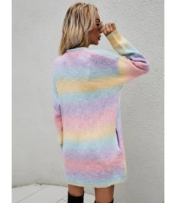 Tie Dye Rainbow Color Pocket Detail Knitted Cardigan 210710694 16 Tie Dye Rainbow Color Pocket Detail Knitted Cardigan 210710694 -Women Clothing Sales Store 210710694 4
