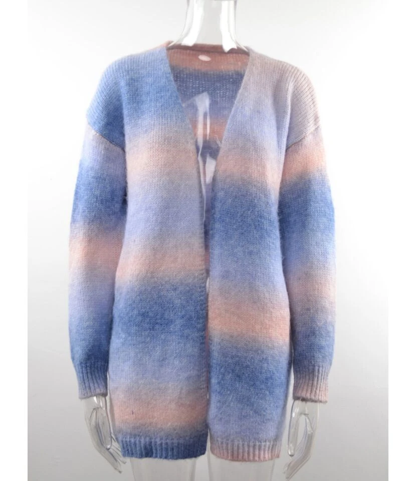 Tie Dye Rainbow Color Pocket Detail Knitted Cardigan 210710694 4 Tie Dye Rainbow Color Pocket Detail Knitted Cardigan 210710694 - Image 4