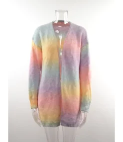 Tie Dye Rainbow Color Pocket Detail Knitted Cardigan 210710694 17 Tie Dye Rainbow Color Pocket Detail Knitted Cardigan 210710694 -Women Clothing Sales Store 210710694 6