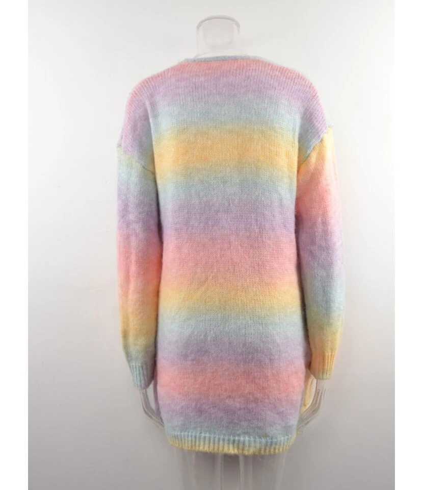 Tie Dye Rainbow Color Pocket Detail Knitted Cardigan 210710694 10 Tie Dye Rainbow Color Pocket Detail Knitted Cardigan 210710694 - Image 10