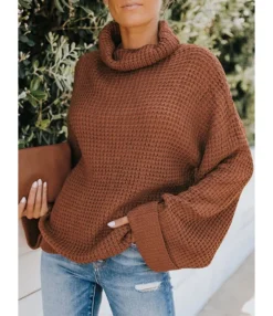 Knitted Loose Turtleneck Autumn Winter Full Sleeves Thick Sweater 210719246