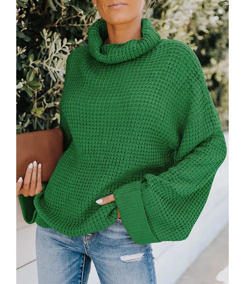 Knitted Loose Turtleneck Autumn Winter Full Sleeves Thick Sweater 210719246 8 Knitted Loose Turtleneck Autumn Winter Full Sleeves Thick Sweater 210719246 - Image 8