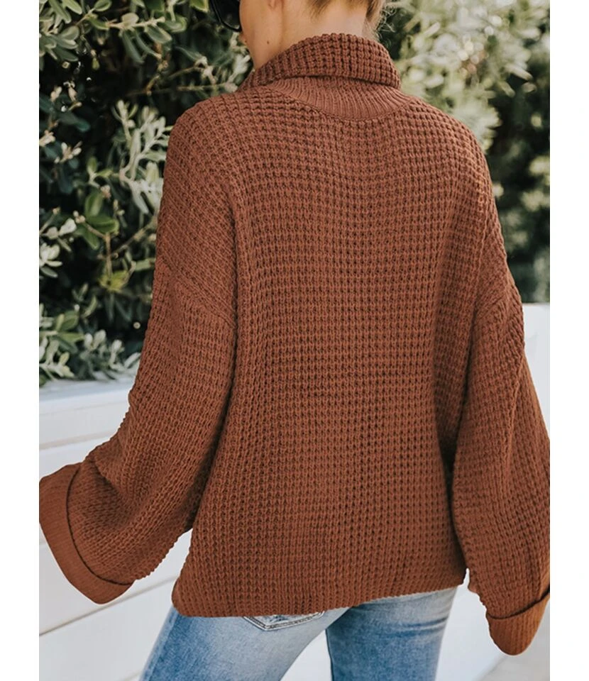 Knitted Loose Turtleneck Autumn Winter Full Sleeves Thick Sweater 210719246 3 Knitted Loose Turtleneck Autumn Winter Full Sleeves Thick Sweater 210719246 - Image 3
