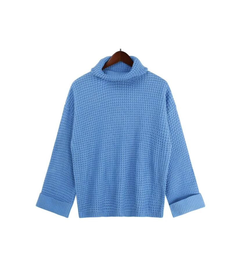 Knitted Loose Turtleneck Autumn Winter Full Sleeves Thick Sweater 210719246 11 Knitted Loose Turtleneck Autumn Winter Full Sleeves Thick Sweater 210719246 - Image 11