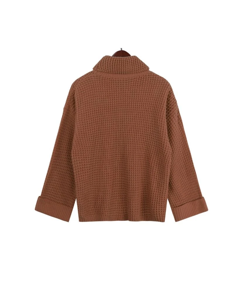 Knitted Loose Turtleneck Autumn Winter Full Sleeves Thick Sweater 210719246 5 Knitted Loose Turtleneck Autumn Winter Full Sleeves Thick Sweater 210719246 - Image 5