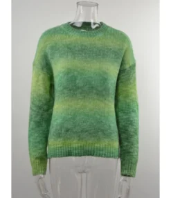 Rainbow Color-block Printted Pullovers Informal Sweater 210721469 -Women Clothing Sales Store 210721469 4