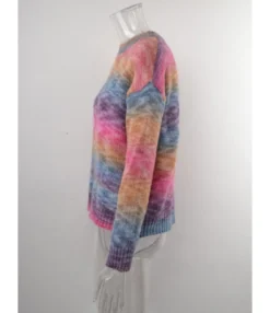 Rainbow Color-block Printted Pullovers Informal Sweater 210721469 -Women Clothing Sales Store 210721469 6