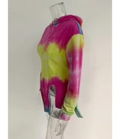 Hot Sale Tie Dye Hoodie T-shirt Irregular Hem 210728425 -Women Clothing Sales Store 210728425 4