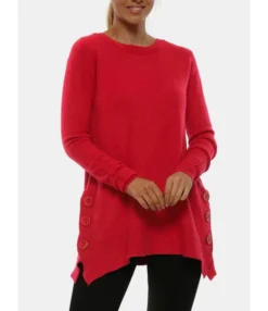 New Arrival Sides Split Button Down Knitwear Blouse Sweater 210729011