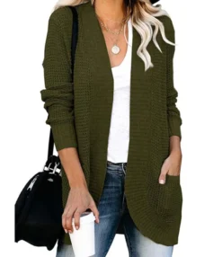 Solid Casual Loose Pocket Long Cardigan Sweater 210729293 -Women Clothing Sales Store 210729293 06
