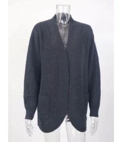 Solid Casual Loose Pocket Long Cardigan Sweater 210729293 -Women Clothing Sales Store 210729293 13