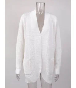 Solid Casual Loose Pocket Long Cardigan Sweater 210729293 -Women Clothing Sales Store 210729293 15