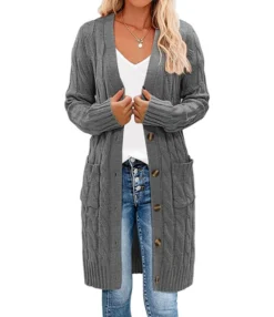 2021 New Fall Twist Buttons Down Sweater Cardigan 210729319 -Women Clothing Sales Store 210729319 4