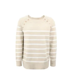 New Fall Striped Shoulder Button Detail Knit Sweater Blouse 210729605 -Women Clothing Sales Store 210729605 9